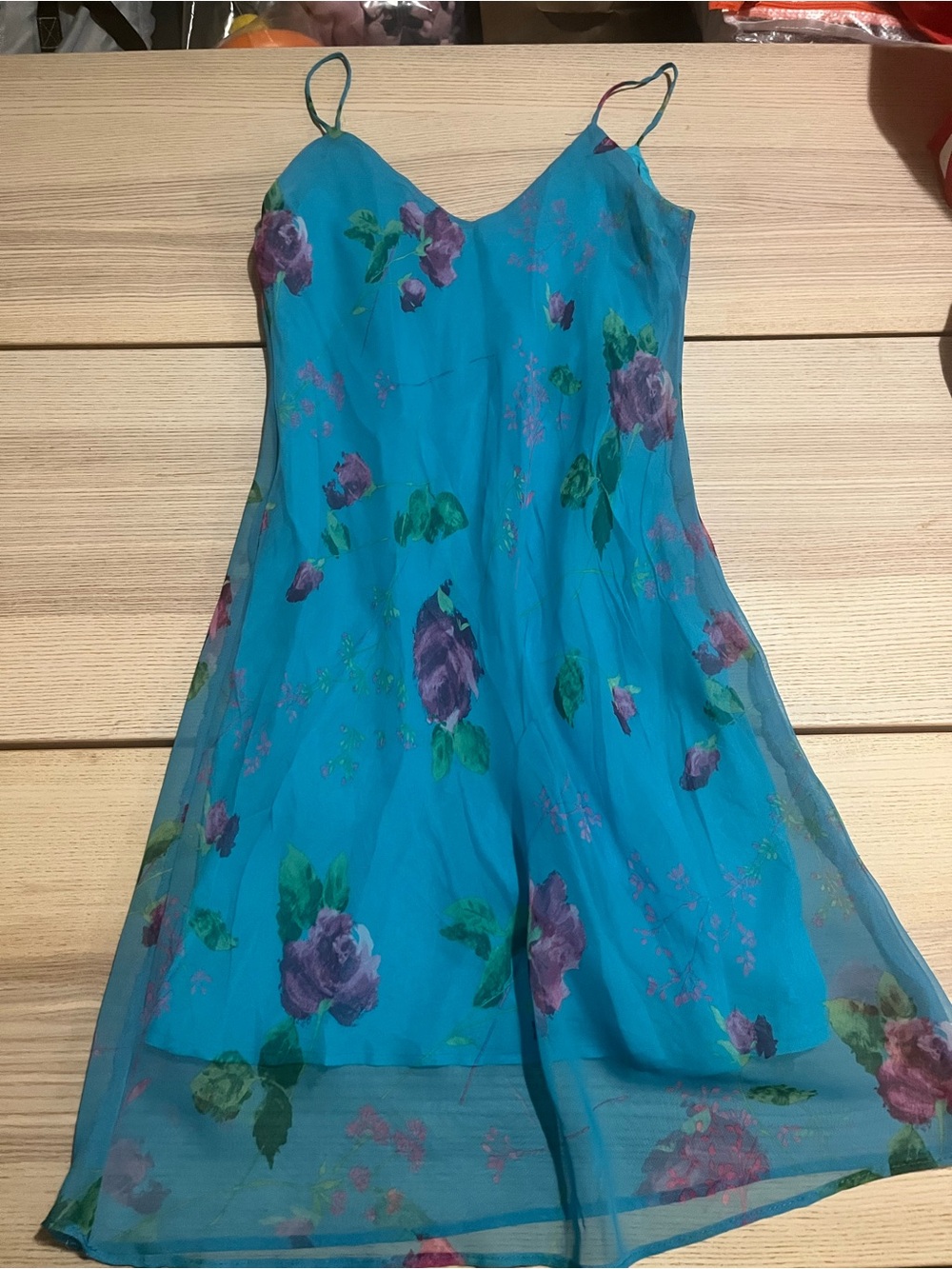 Long Paige New York Vintage Teal Floral Slip Midi Dress